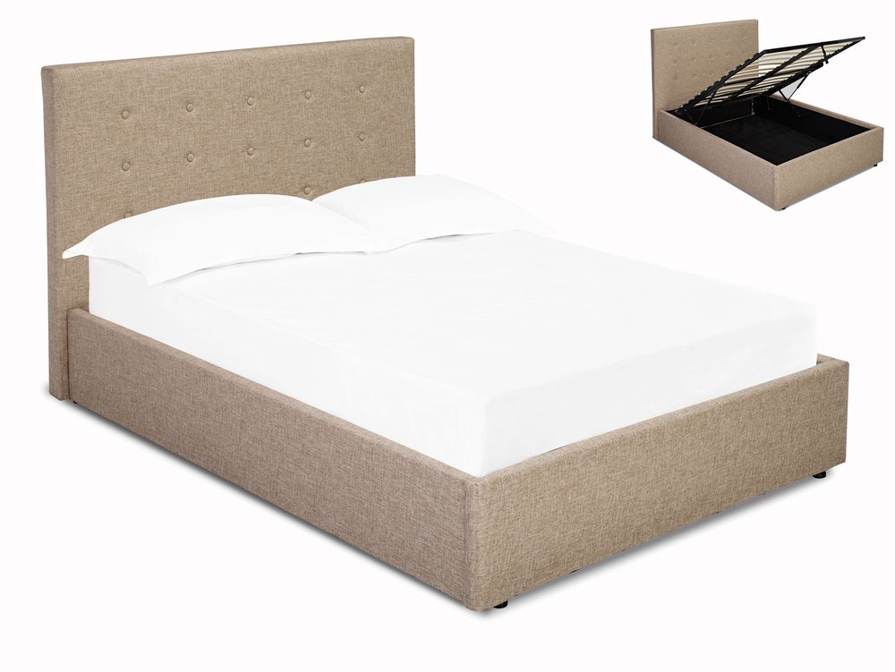 LPD LPD Lucca 4ft6 Double Beige Upholstered Fabric Ottoman Bed Frame