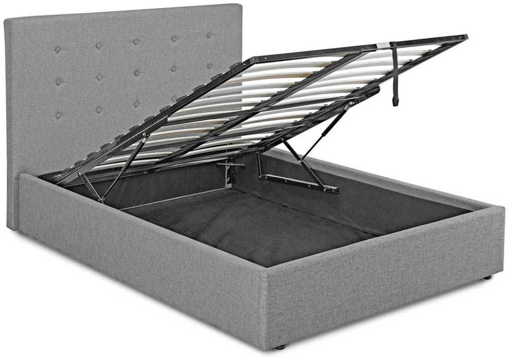 LPD LPD Lucca 4ft6 Double Grey Upholstered Fabric Ottoman Bed Frame
