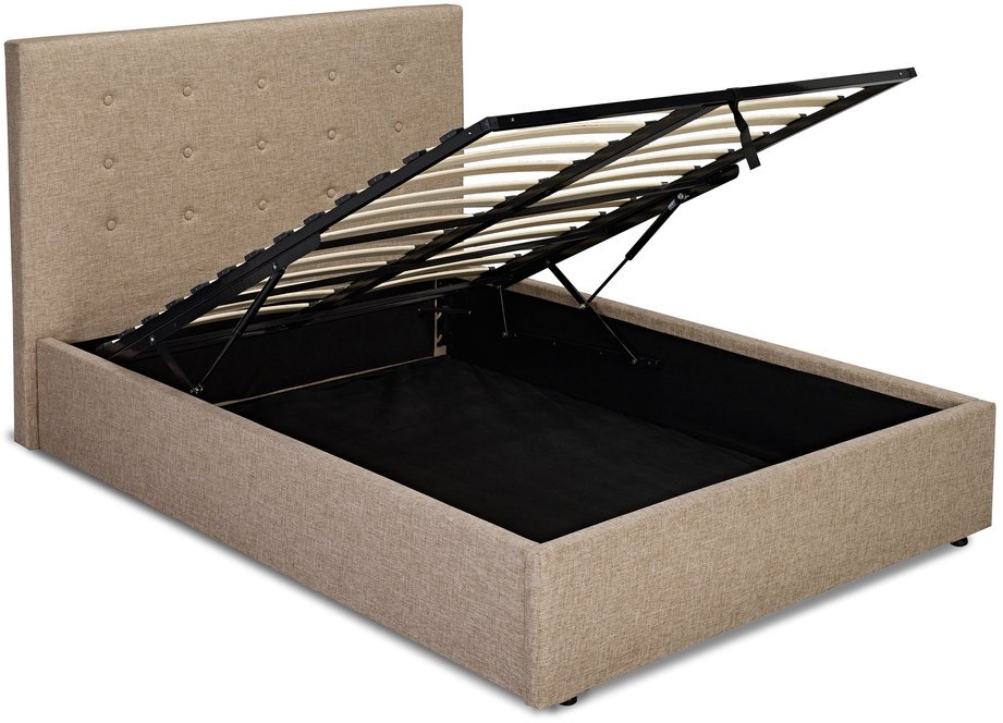 LPD LPD Lucca 5ft King Size Beige Upholstered Fabric Ottoman Bed Frame