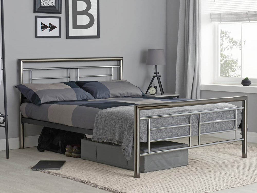 Asc Maya 4ft6 Double Chrome And Nickel, Metal Bed Frame Double