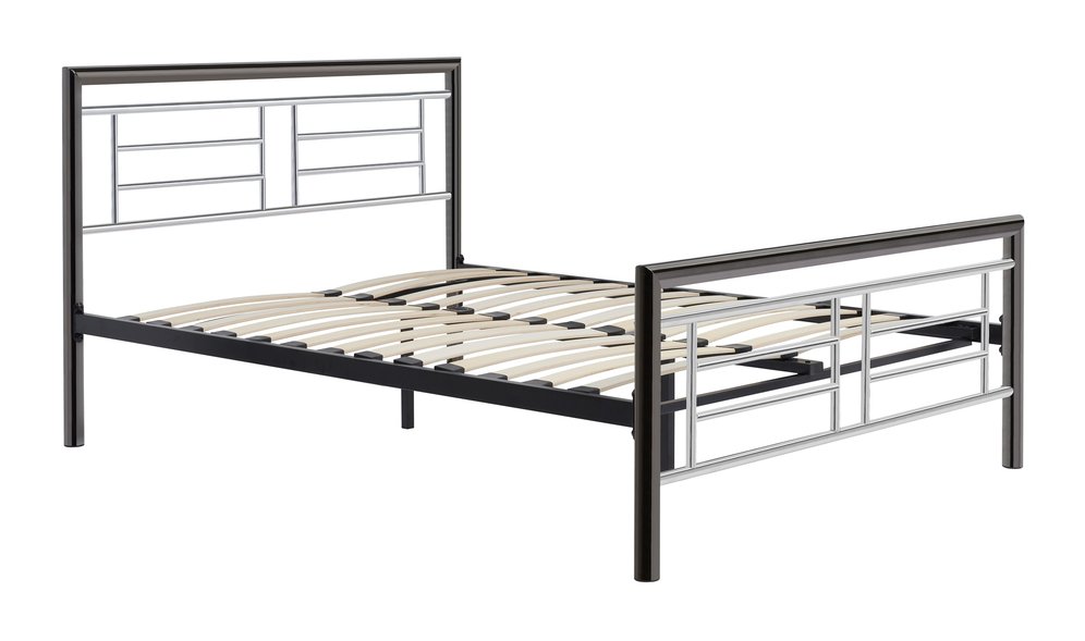 Asc Maya 4ft6 Double Chrome And Nickel, Double Metal Bed Frame Size