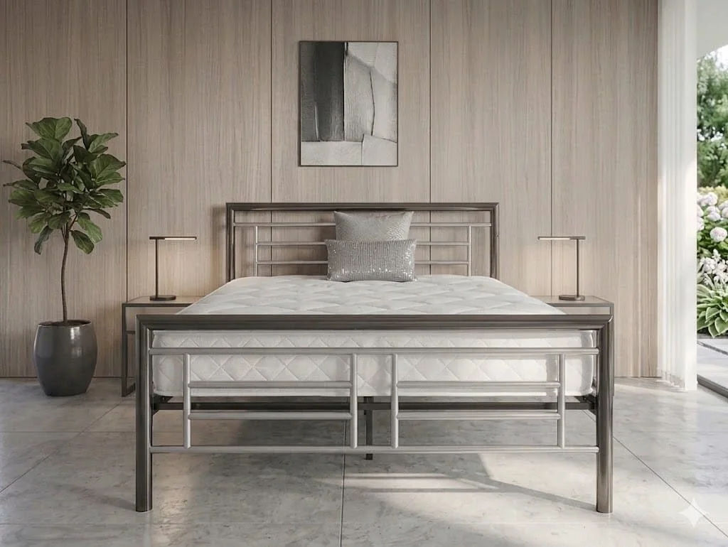 ASC ASC Maya Chrome and Nickel Metal Bed Frame