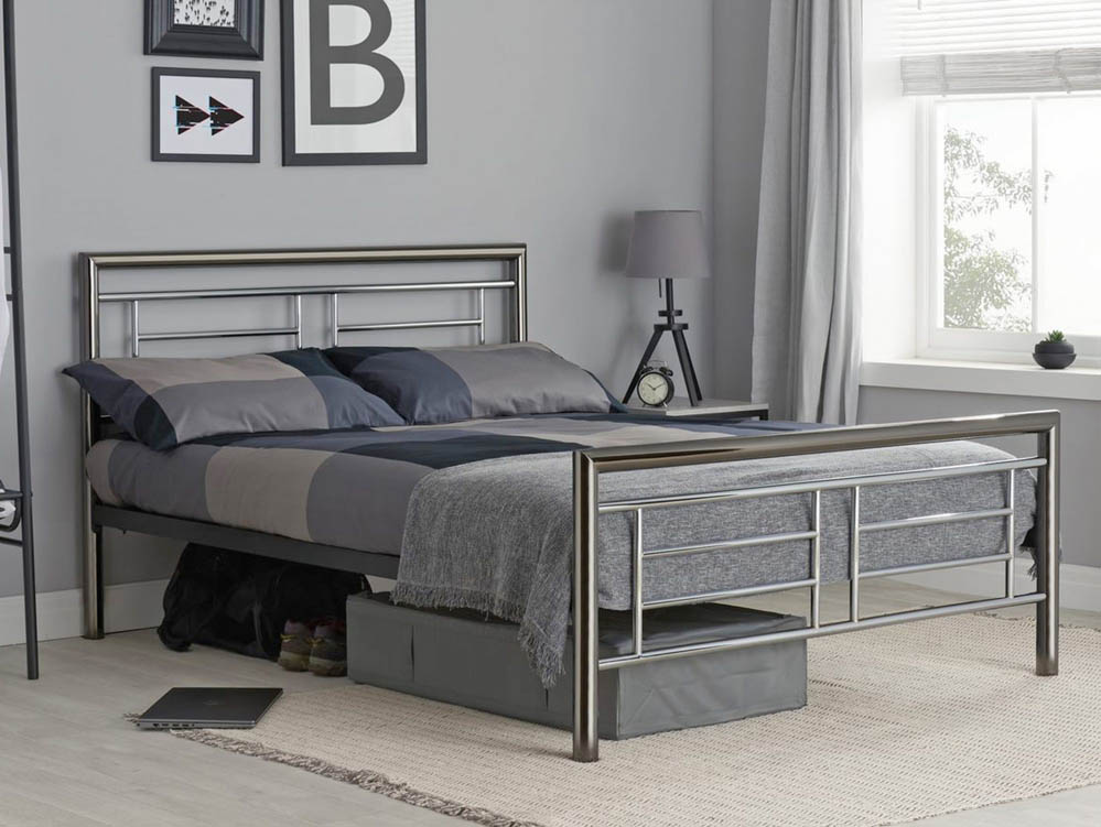 ASC ASC Maya 5ft King Size Chrome and Nickel Metal Bed Frame