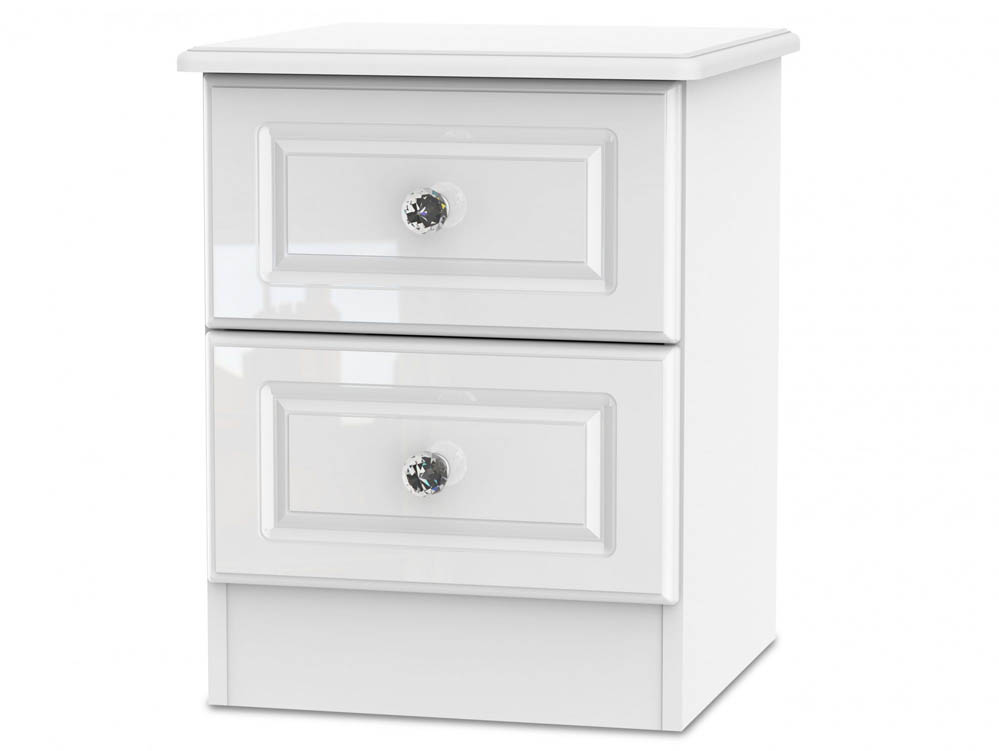 ASC ASC Quartz White High Gloss 2 Drawer Small Bedside Cabinet (Assembled)