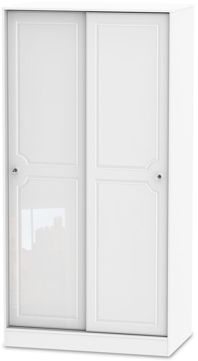 ASC ASC Quartz White High Gloss Sliding Door Double Wardrobe (Part Assembled)