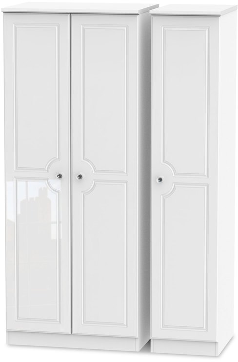 ASC ASC Quartz White High Gloss 3 Door Triple Wardrobe (Assembled)