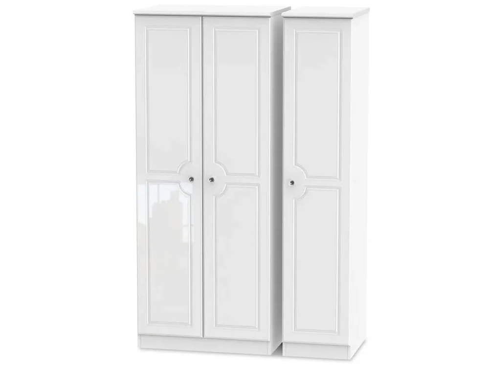 Welcome Welcome Balmoral White High Gloss 3 Door Triple Wardrobe (Assembled)