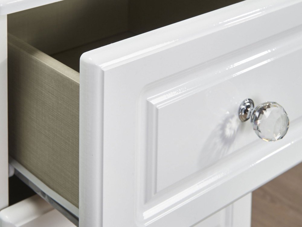 ASC ASC Quartz White High Gloss 3 Drawer Bedside Cabinet (Assembled)