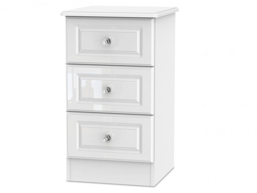 ASC ASC Quartz White High Gloss 3 Drawer Bedside Cabinet (Assembled)