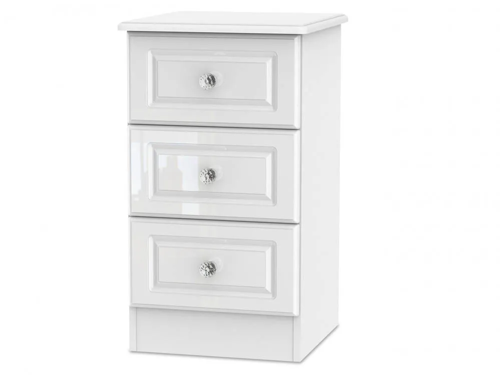 Welcome Welcome Balmoral White High Gloss 3 Drawer Bedside Table (Assembled)