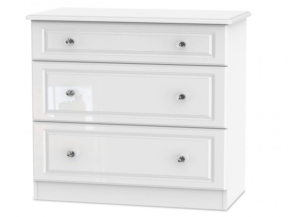 ASC ASC Quartz White High Gloss 3 Drawer Deep Low Chest of Drawers (Assembled)