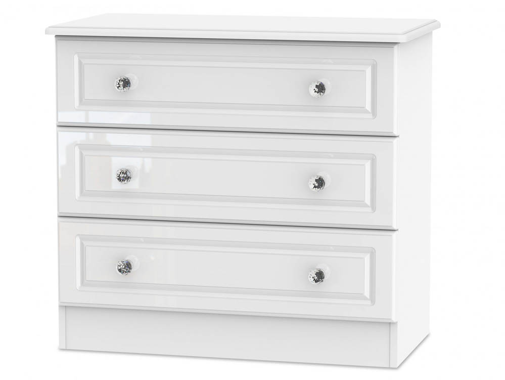 ASC ASC Quartz White High Gloss 3 Drawer Low Chest of Drawers (Assembled)