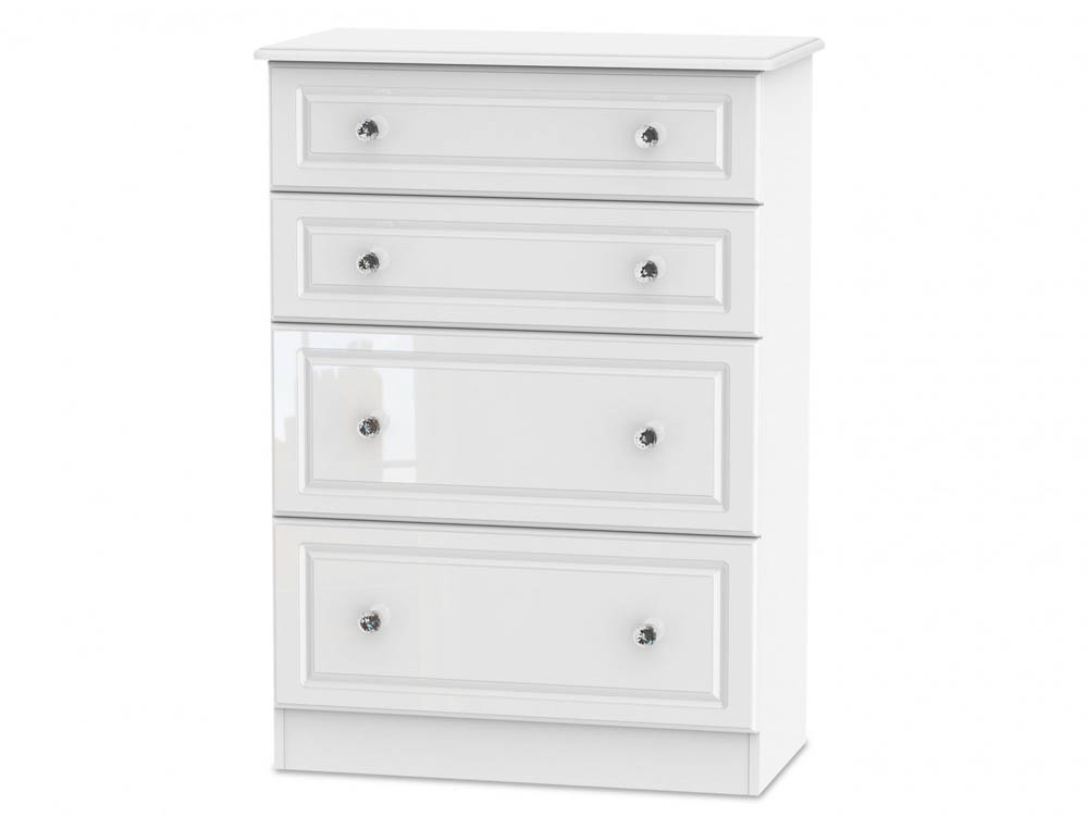 ASC ASC Quartz White High Gloss 4 Drawer Deep Chest of Drawers (Assembled)