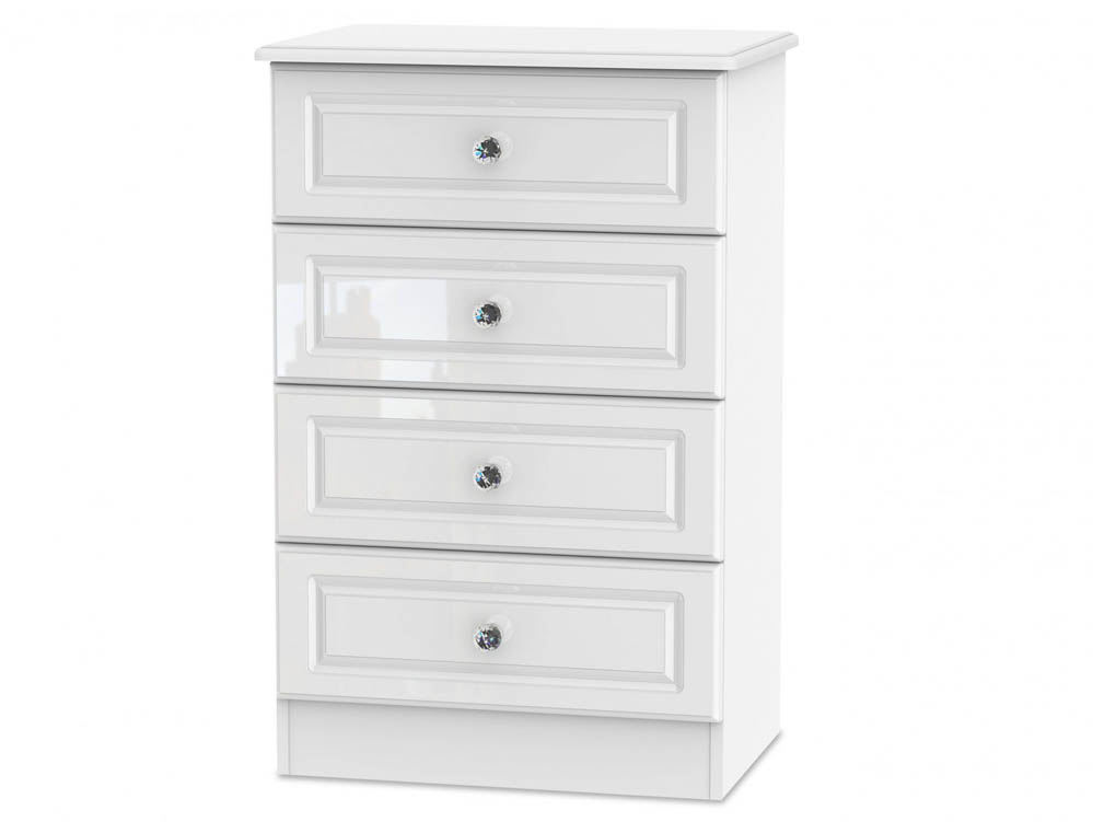 ASC ASC Quartz White High Gloss 4 Drawer Midi Chest of Drawers (Assembled)