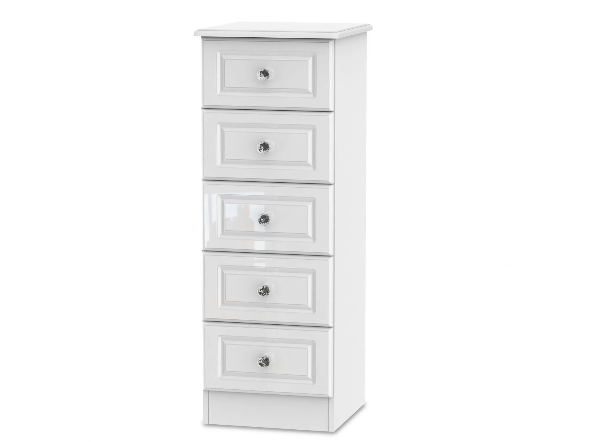 Welcome Welcome Balmoral White High Gloss 5 Drawer Tall Narrow Chest of Drawers (Assembled)