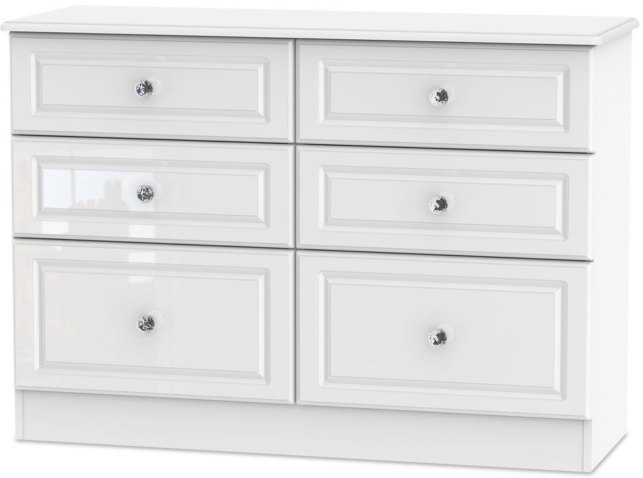 ASC ASC Quartz White High Gloss 6 Drawer Midi Chest of Drawers (Assembled)