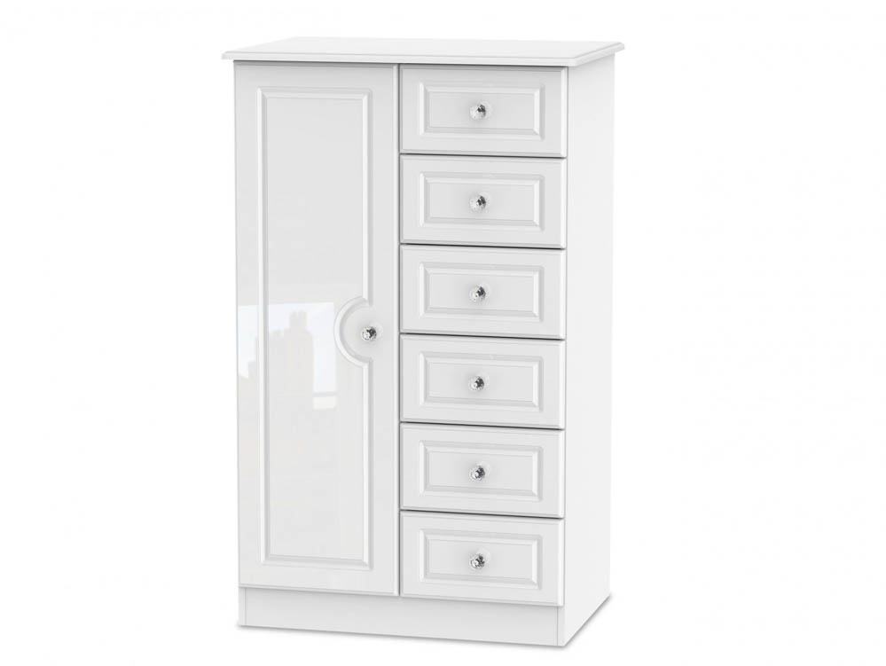 ASC ASC Quartz White High Gloss Childrens Small Wardrobe (Assembled)