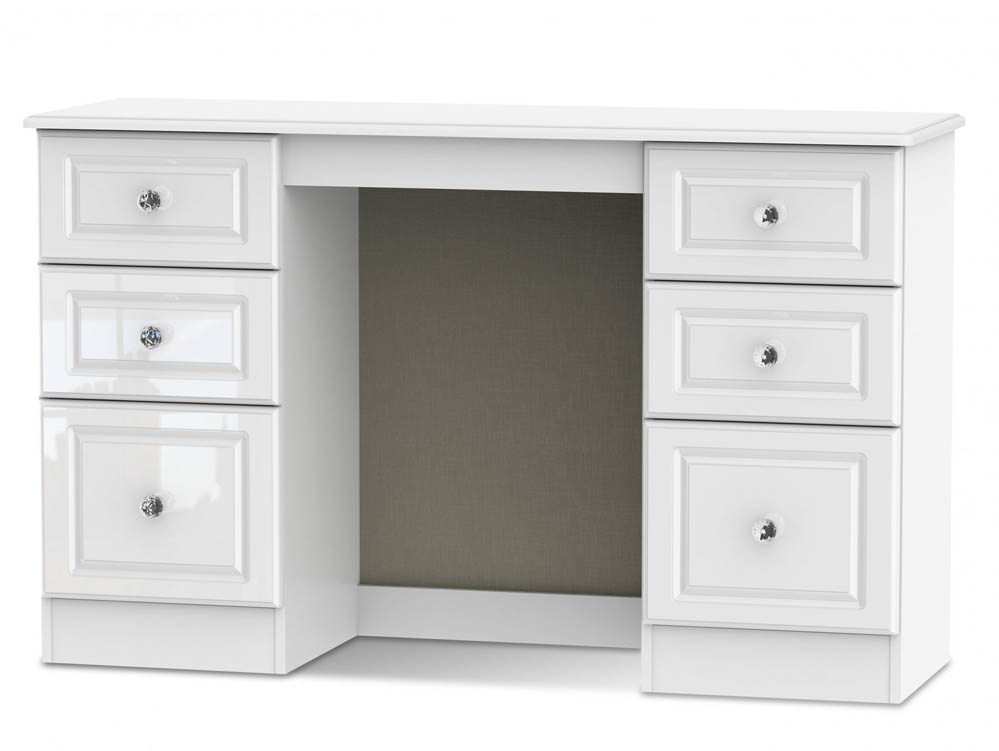 ASC ASC Quartz White High Gloss Double Pedestal Dressing Table (Assembled)