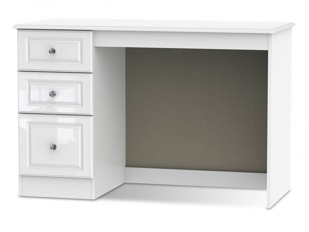 ASC ASC Quartz White High Gloss Single Pedestal Vanity Dressing Table (Assembled)