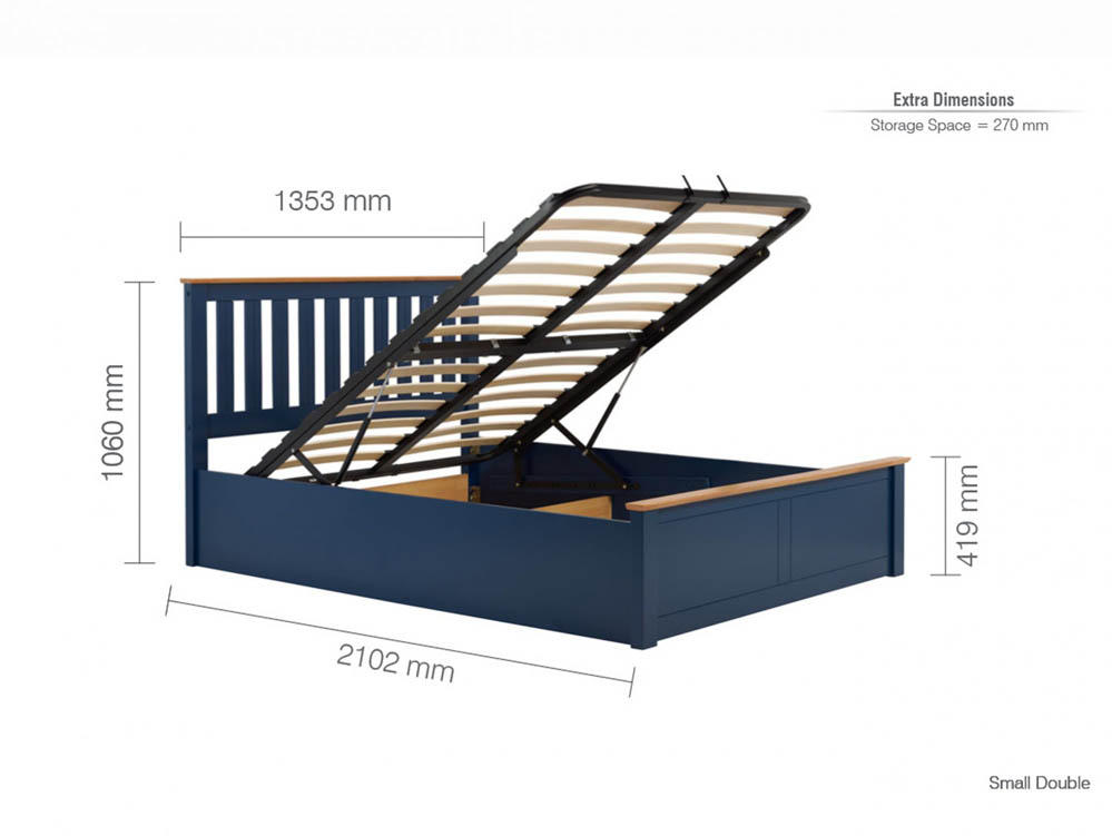 Asc Sienna 4ft Small Double Navy Blue, Navy Bed Frame Small Double