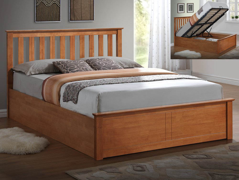 ASC ASC Sydney 4ft Small Double Oak Wooden Ottoman Bed Frame