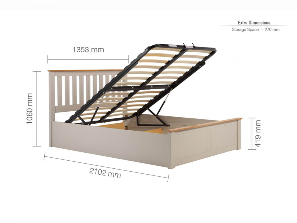 ASC ASC Sienna 4ft Small Double Pearl Grey Wooden Ottoman Bed Frame