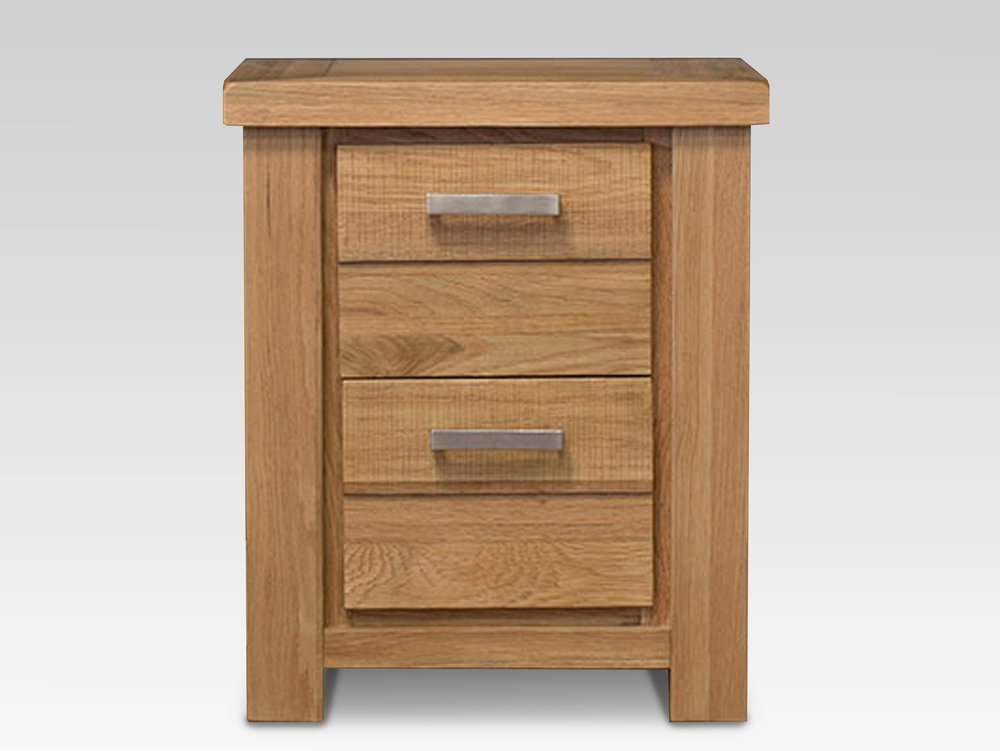 ASC ASC Westbury 2 Drawer Oak Wooden Small Bedside Cabinet (Assembled)