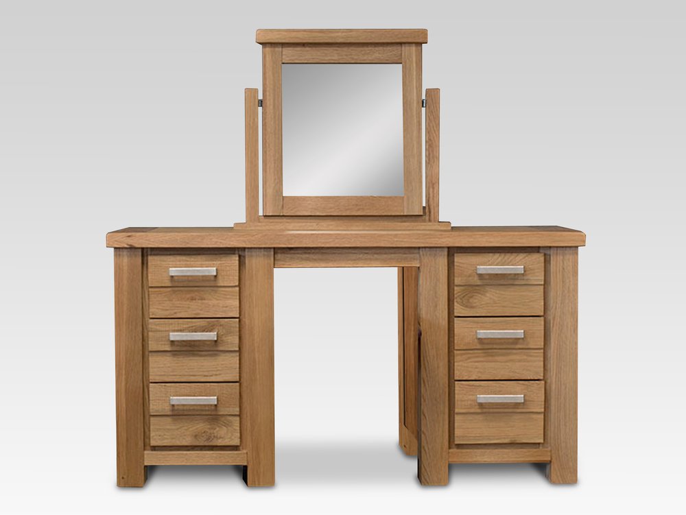 ASC ASC Westbury Double Pedestal Oak Wooden Dressing Table (Assembled)