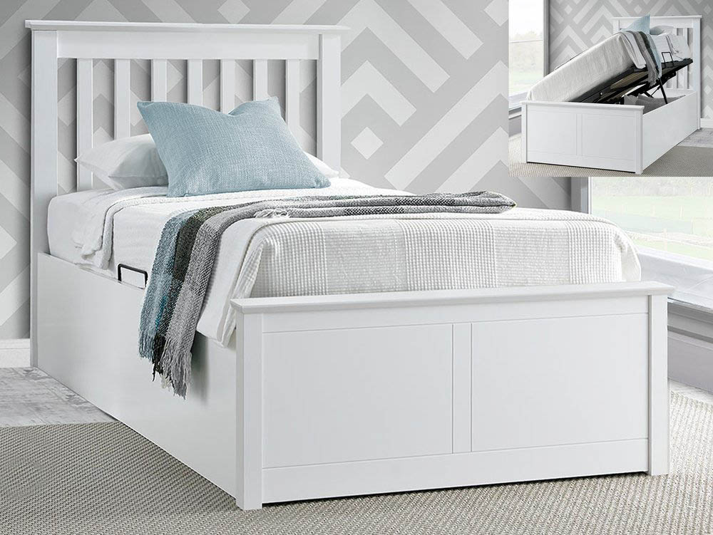 Bedmaster Bedmaster Francis 3ft Single White Wooden Ottoman Bed Frame