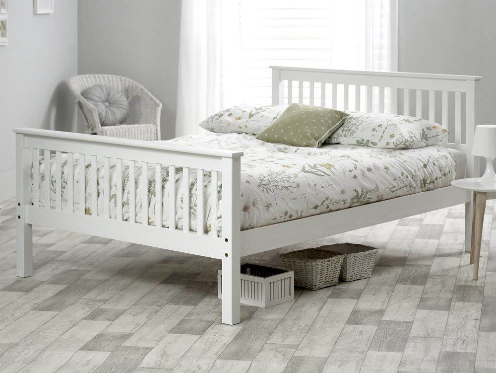 Bedmaster Bedmaster Grace 5ft King Size White Wooden Bed Frame (High Footend)
