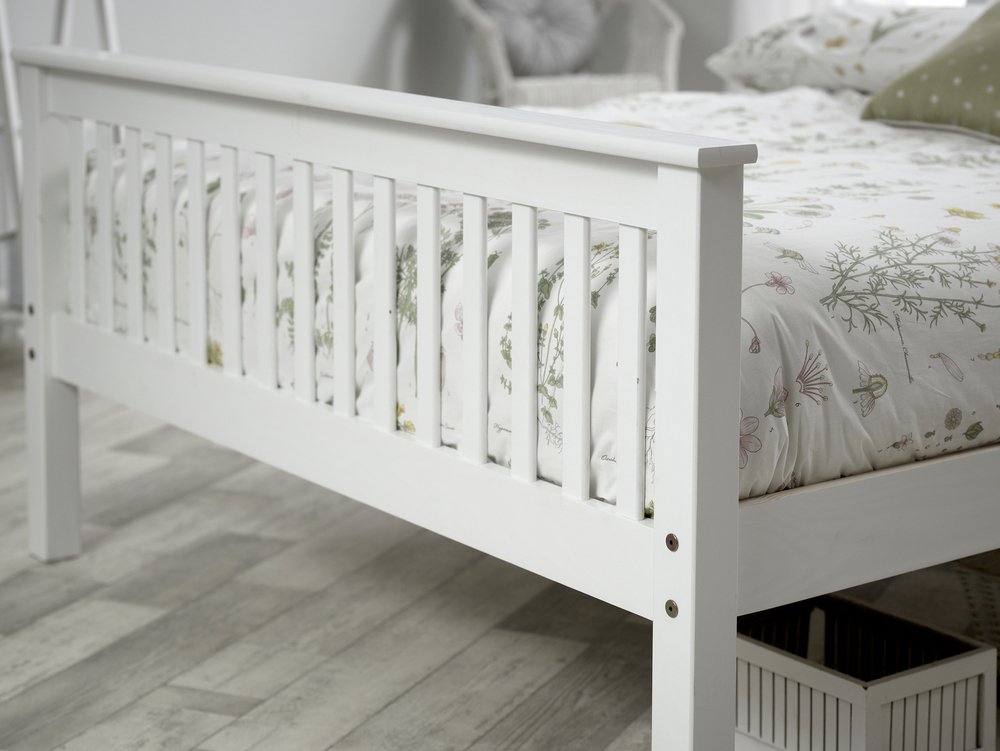 Bedmaster Bedmaster Grace 5ft King Size White Wooden Bed Frame (High Footend)