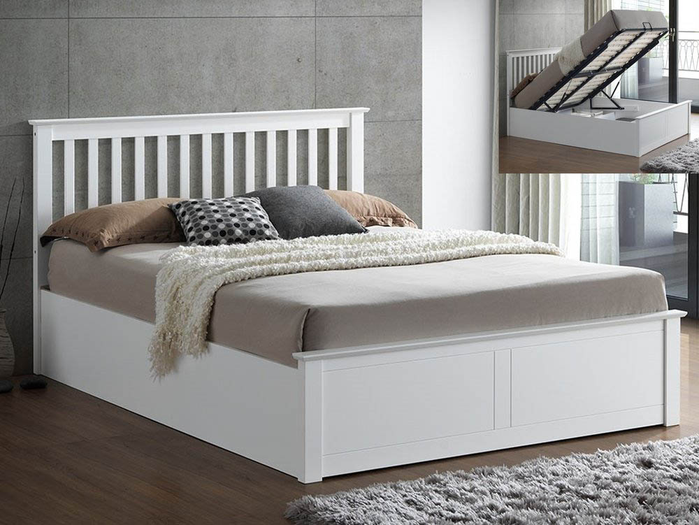 Bedmaster Bedmaster Malmo 4ft Small Double White Wooden Ottoman Bed Frame