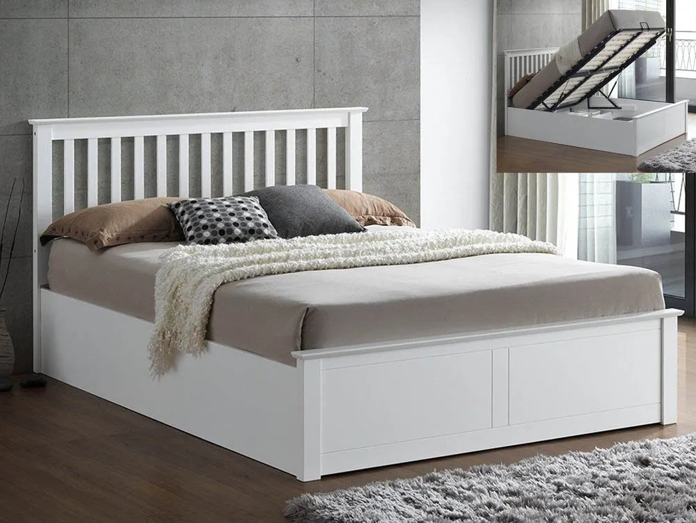 Bedmaster Bedmaster Malmo 5ft King Size White Wooden Ottoman Bed Frame