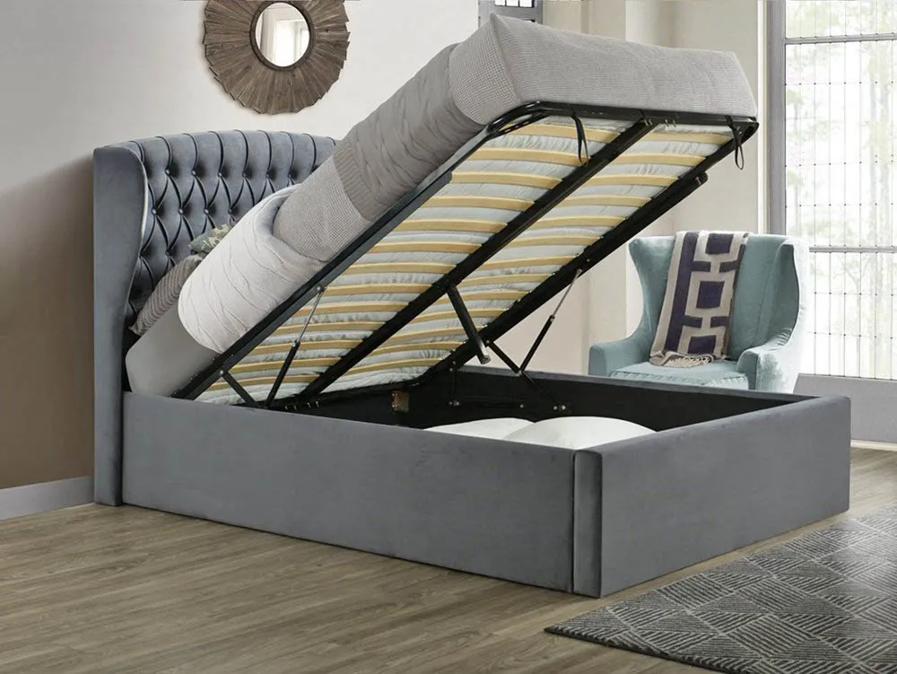 Bedmaster Bedmaster Warwick Grey Velvet Ottoman Bed Frame