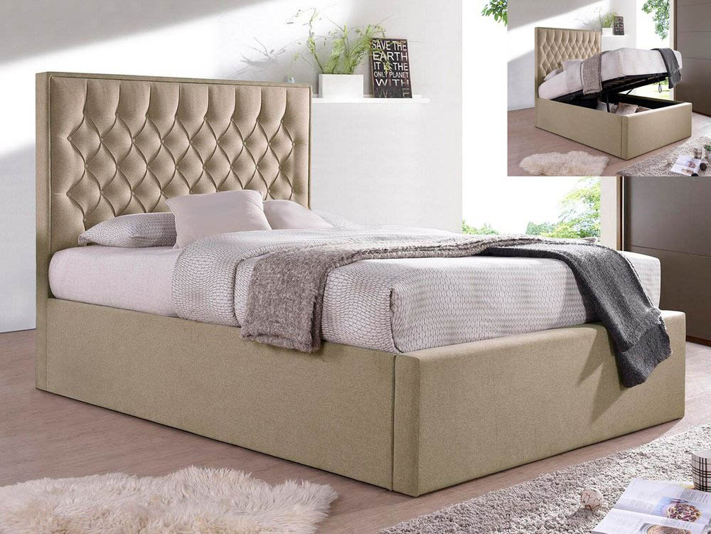 Bedmaster Bedmaster Wilson 4ft6 Double Oatmeal Upholstered Fabric Ottoman Bed Frame