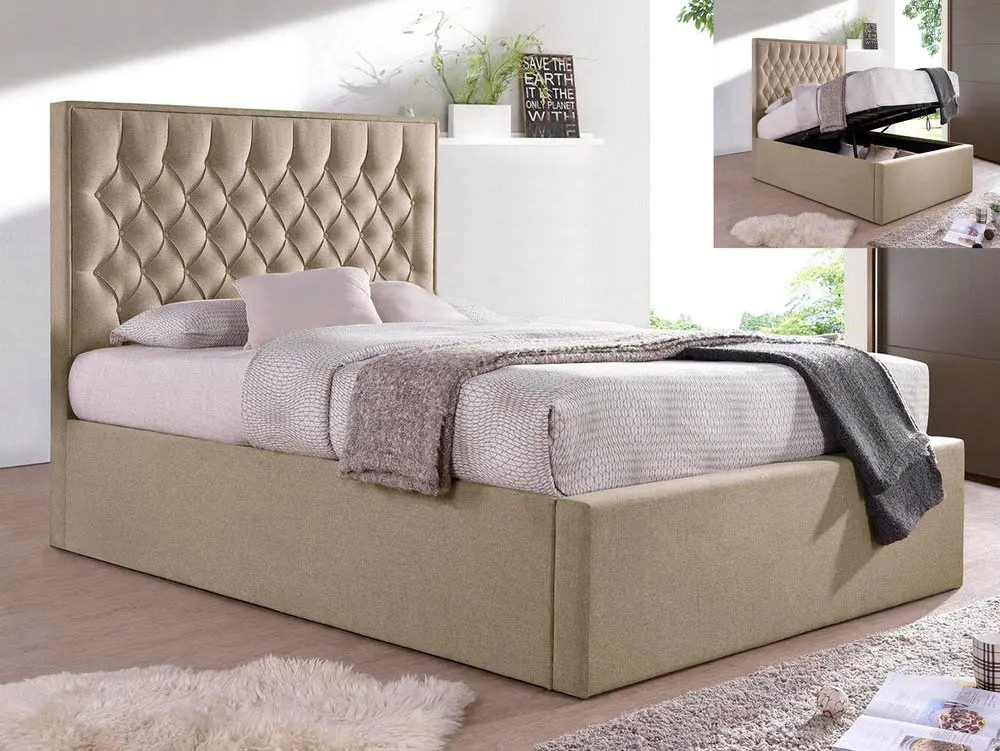 Bedmaster Bedmaster Wilson Oatmeal Fabric Ottoman Bed Frame