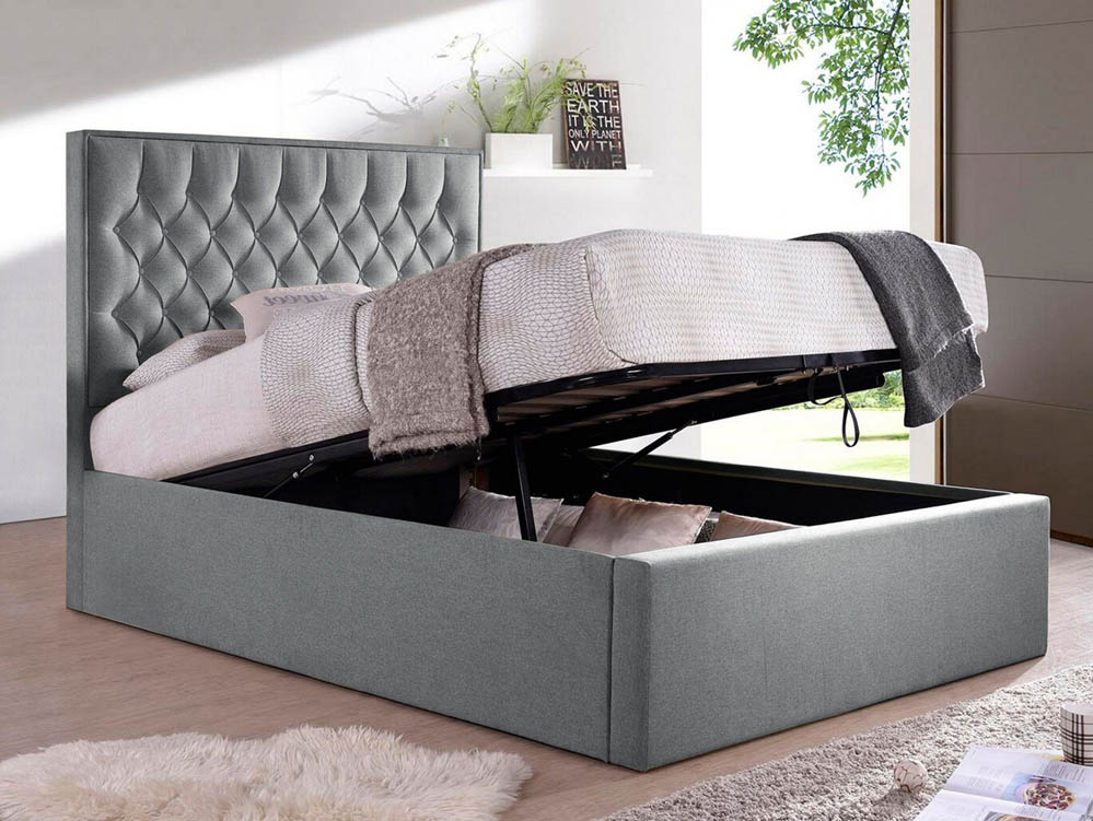 Bedmaster Bedmaster Wilson 5ft King Size Grey Upholstered Fabric Ottoman Bed Frame