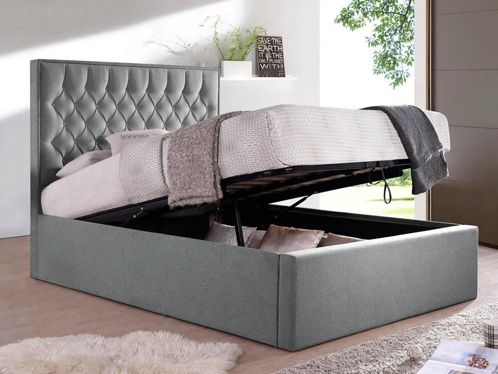 Bedmaster Bedmaster Wilson 5ft King Size Grey Fabric Ottoman Bed Frame