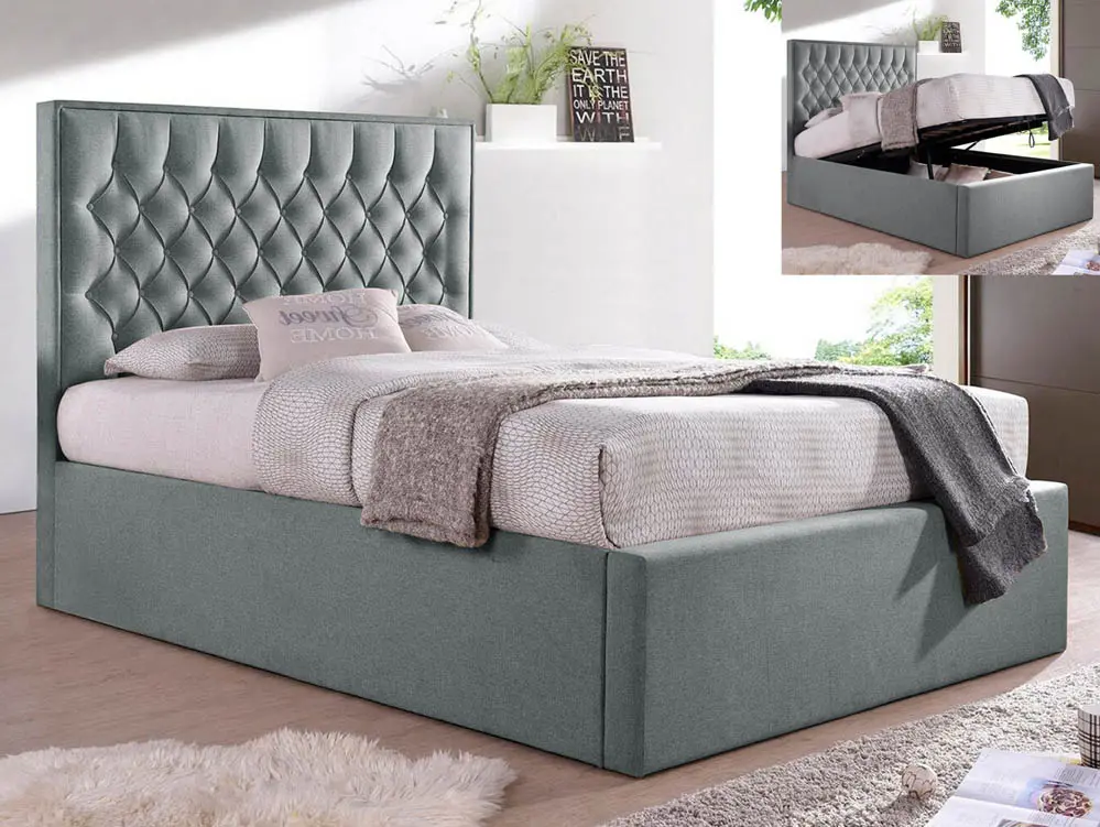 Bedmaster Bedmaster Wilson 5ft King Size Grey Fabric Ottoman Bed Frame