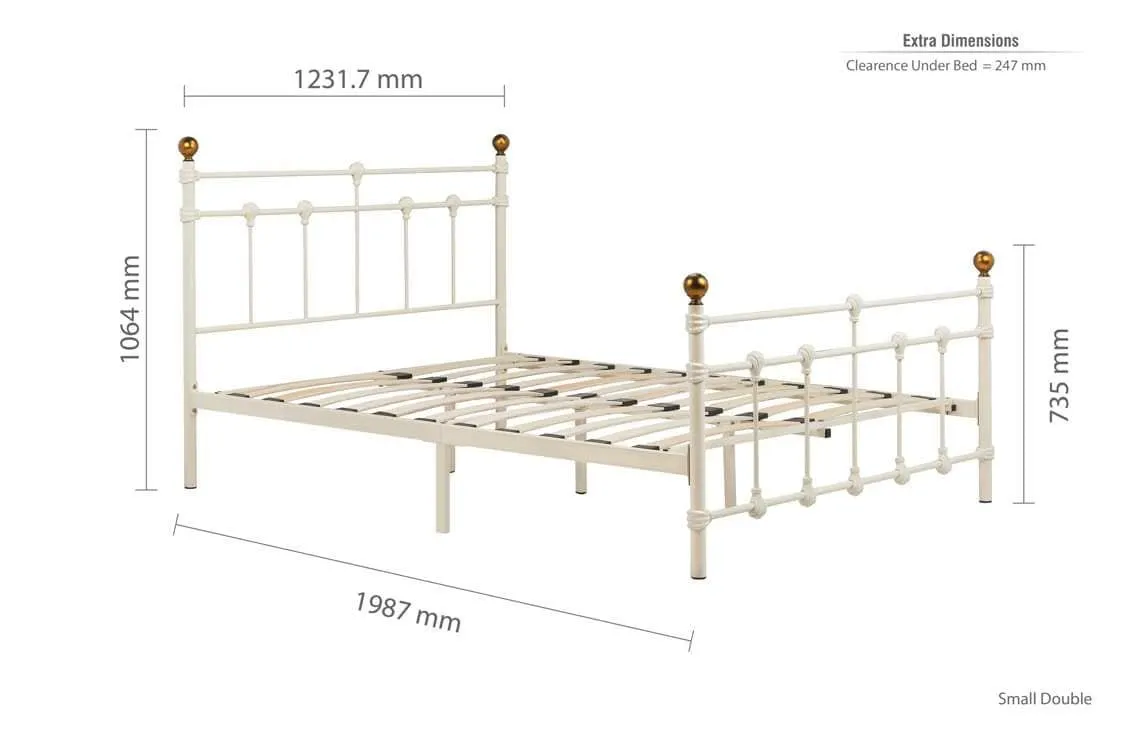 Birlea Furniture & Beds Birlea Atlas 4ft Small Double Cream Metal Bed Frame