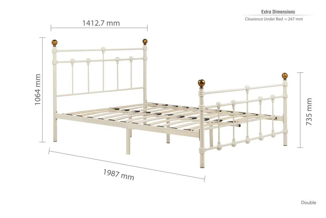 Birlea Furniture & Beds Birlea Atlas 4ft6 Double Cream Metal Bed Frame