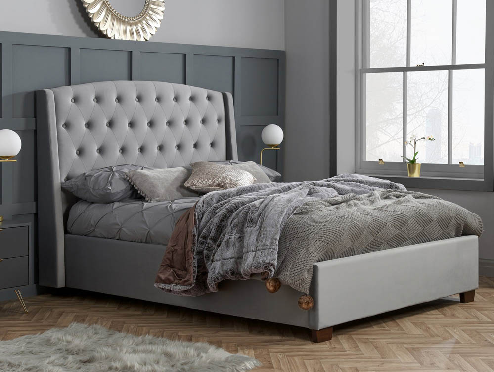 Birlea Balmoral 5ft King Size Grey Velvet Fabric Bed Frame - Archers ...