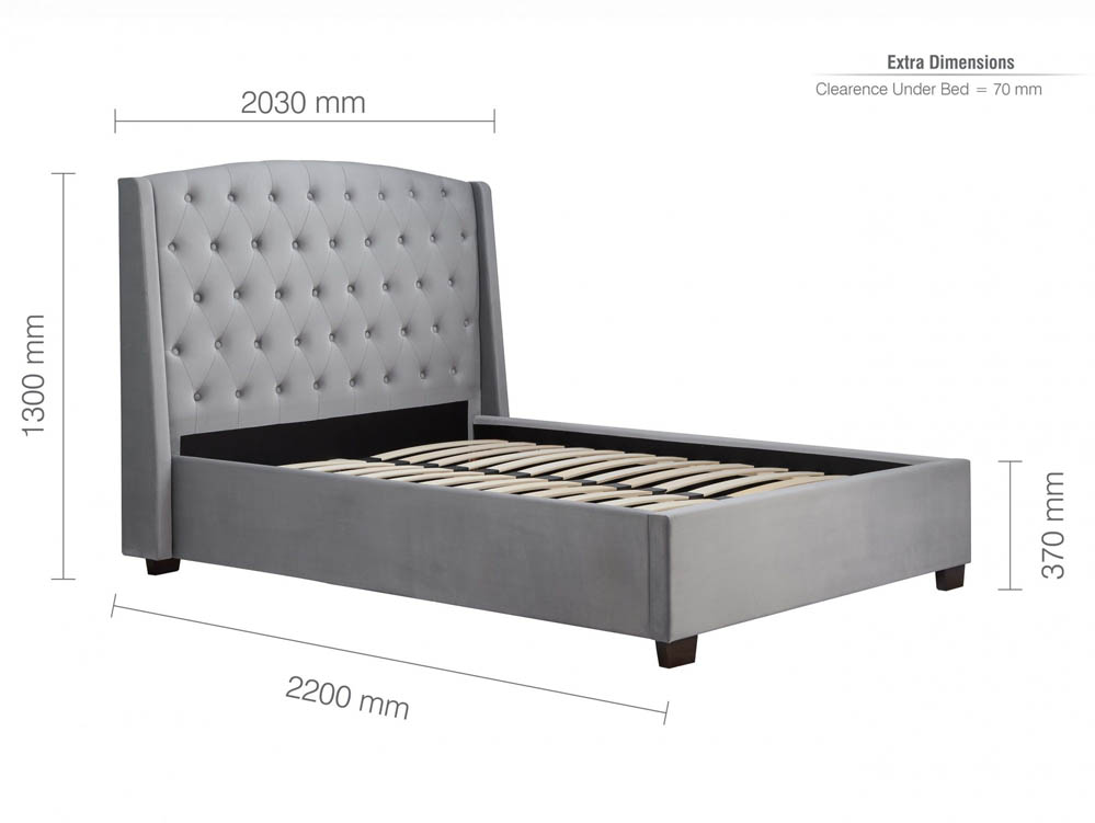 Birlea Birlea Balmoral 6ft Super King Size Grey Velvet Upholstered Fabric Bed Frame