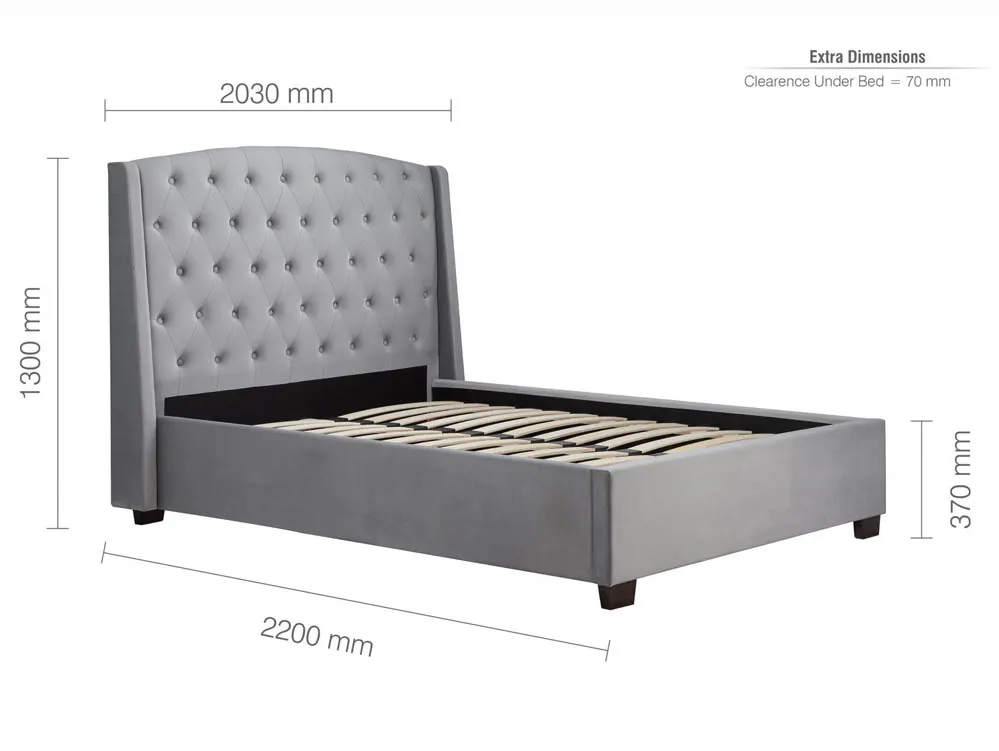 Birlea Furniture & Beds Birlea Balmoral 6ft Super King Size Grey Velvet Fabric Bed Frame