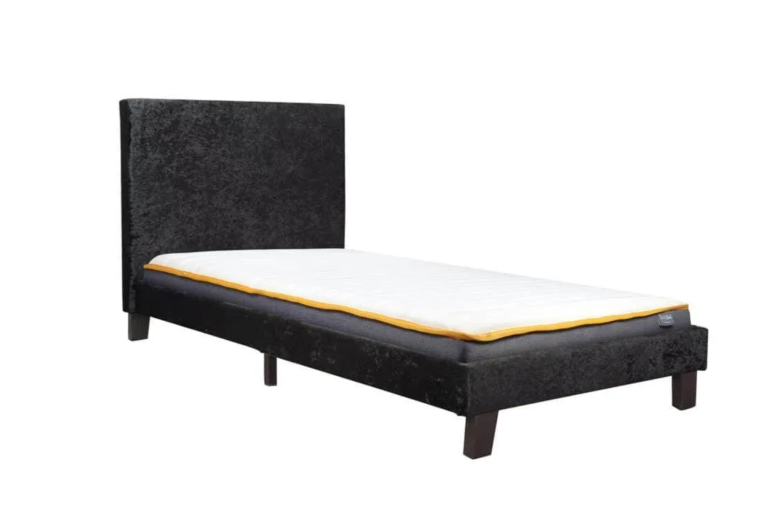 Birlea Furniture & Beds Birlea Berlin 3ft Single Black Crushed Velvet Glitz Fabric Bed Frame