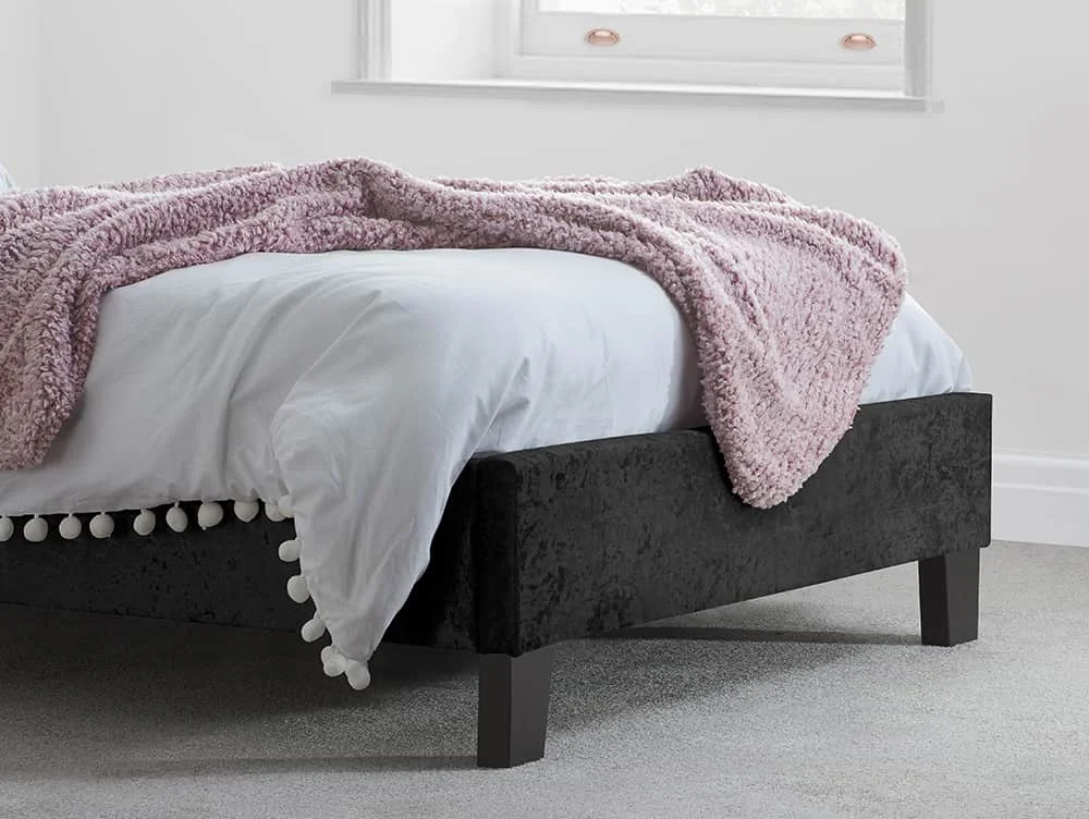 Birlea Furniture & Beds Birlea Berlin 3ft Single Black Crushed Velvet Glitz Fabric Bed Frame