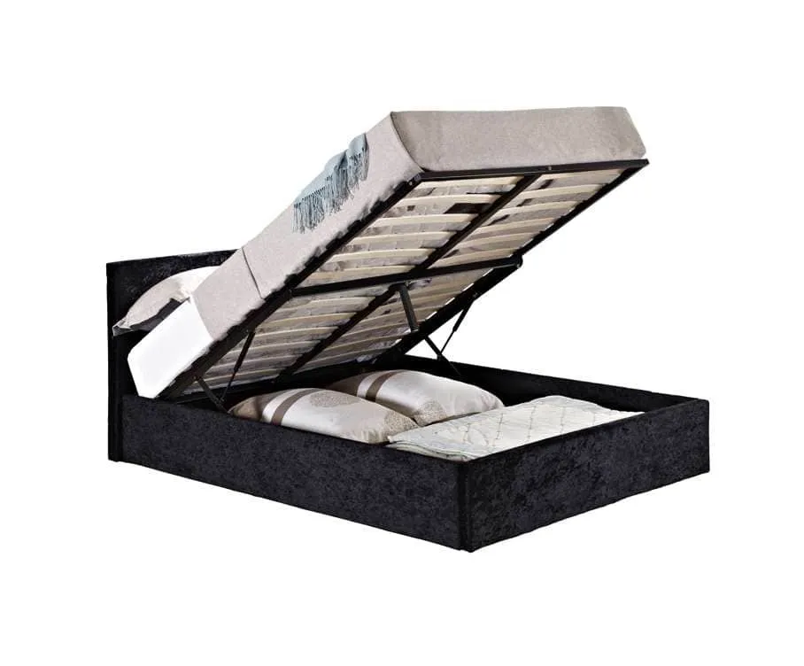 Birlea Birlea Berlin Black Crushed Velvet Glitz Fabric Ottoman Bed Frame
