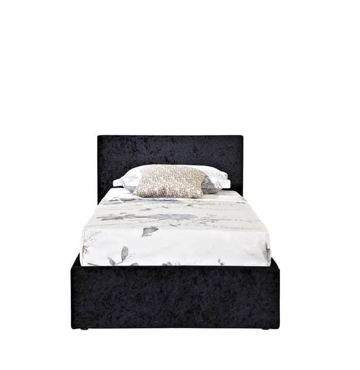 Birlea Furniture & Beds Birlea Berlin 3ft Single Black Crushed Velvet Glitz Fabric Ottoman Bed Frame