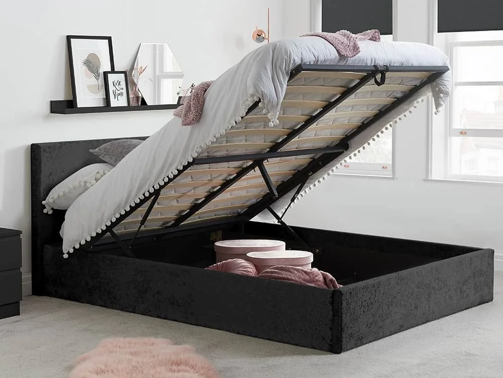 Birlea Birlea Berlin Black Crushed Velvet Glitz Fabric Ottoman Bed Frame