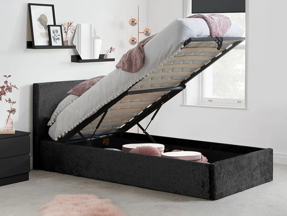 Birlea Birlea Berlin Black Crushed Velvet Glitz Fabric Ottoman Bed Frame